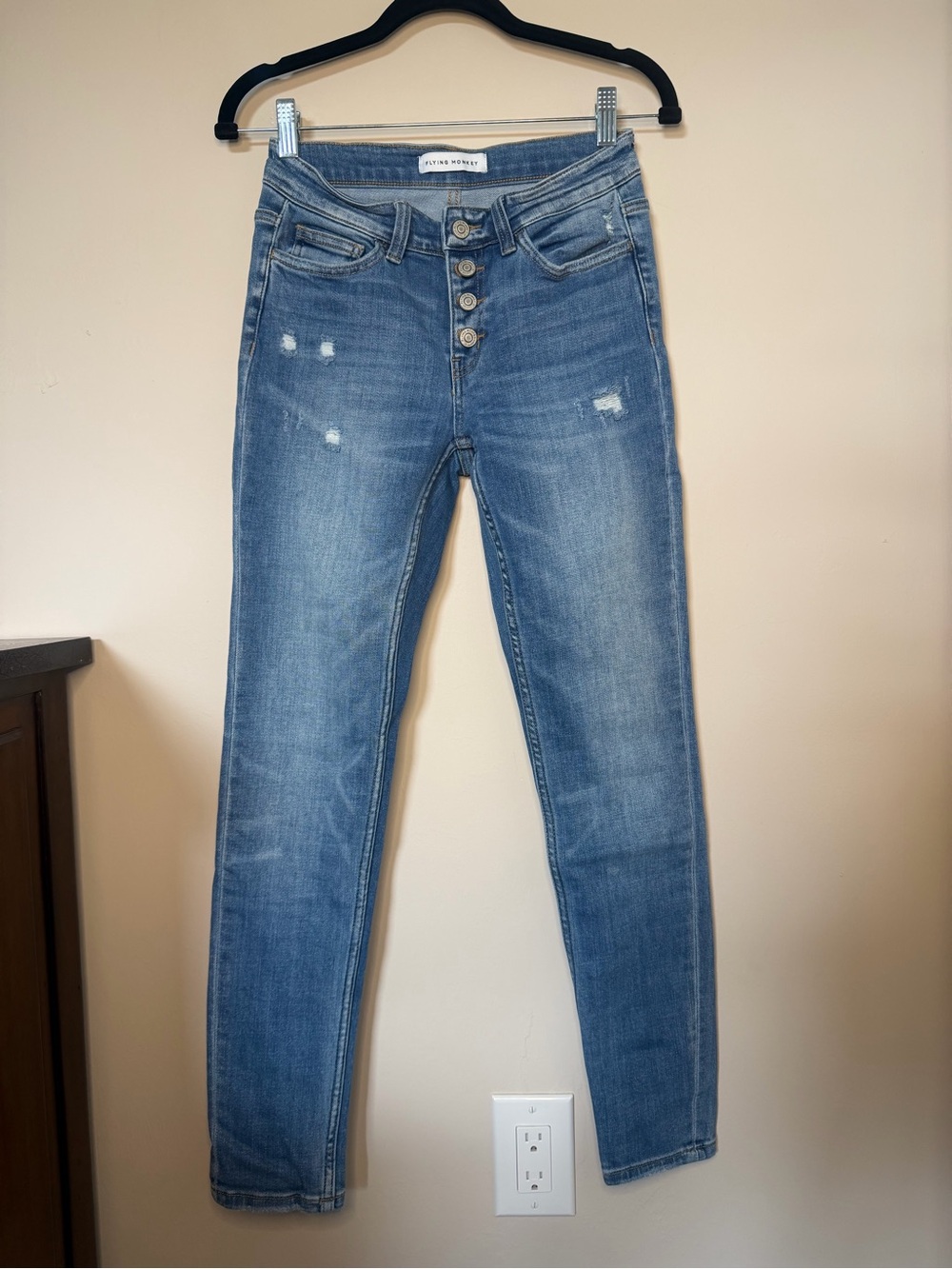 Flying Monkey Mid-Rise Skinny Jeans in Medium Blue Wash